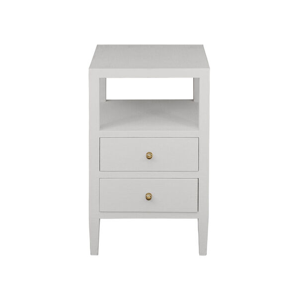 White Linen and Polished Brass Side Table, image 1